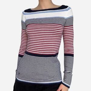 Lilly Pulitzer long sleeve fitted sweater red white blue - size XS